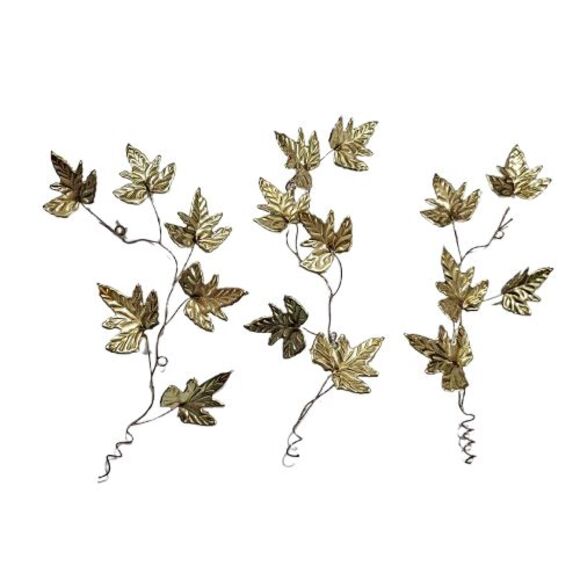 Brass English Ivy Wall Decor Set Of 3 Spray Swag Vintage - Picture 1 of 4